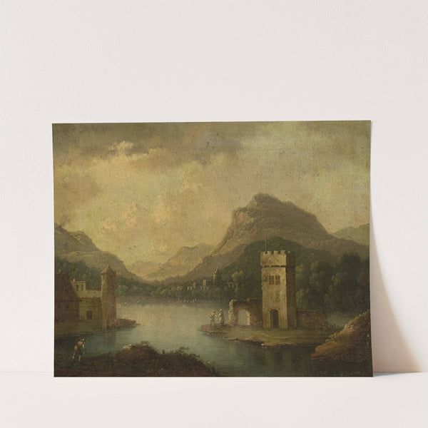 Romantic landscape with architecture by Johann Christoph von Bemmel