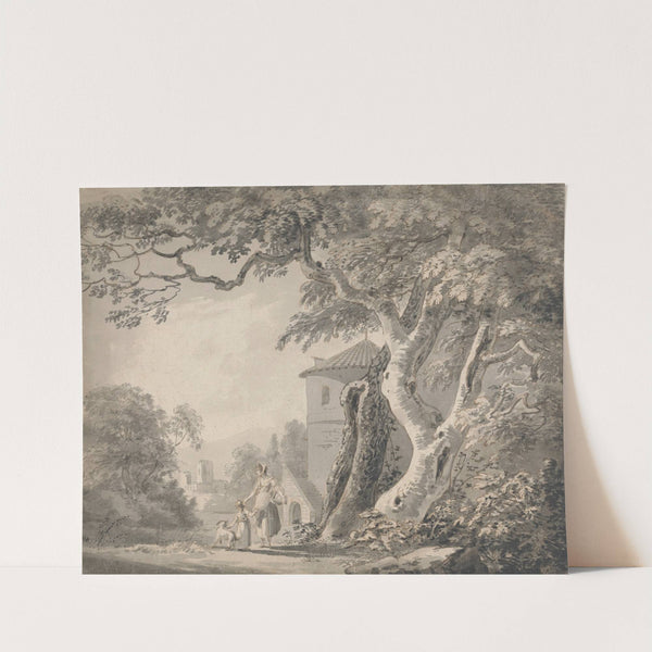 Romantic Landscape with Figures and a Dog by Paul Sandby