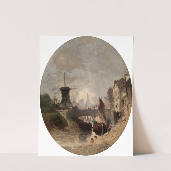 Romantic Landscape with Windmill by Eugène Deshayes