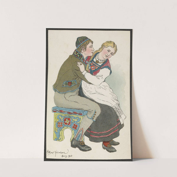 Romantic national costume card (1900) by Othar Holmboe