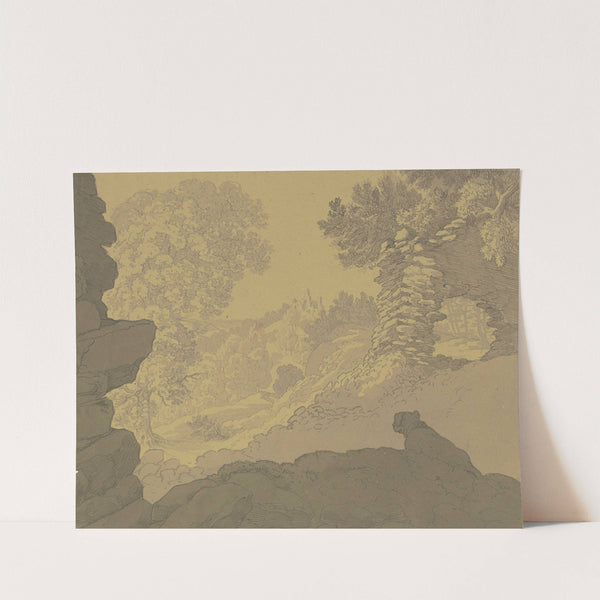 Romantische Landschaft mit Hund by Ferdinand Fellner