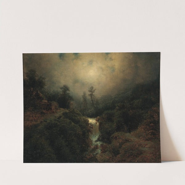 Romantische Mondlandschaft mit Wanderer by August Piepenhagen