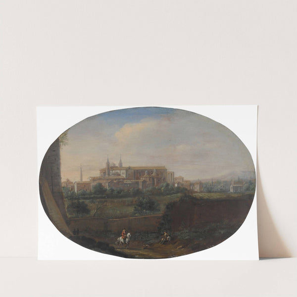 Rome, a view from a garden looking south towards San Giovanni in Laterano, seen from behind by Hendrick Frans van Lint