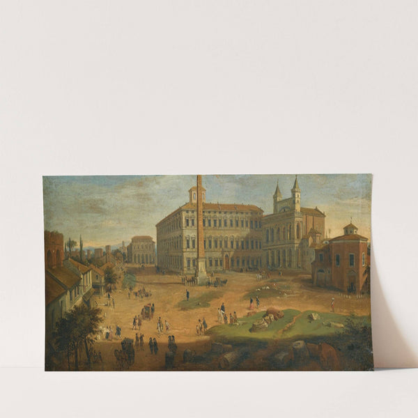 Rome, A View Of Piazza San Giovanni Laterano With Figures And Horse-Drawn Carts by Follower of Gaspar van Wittel