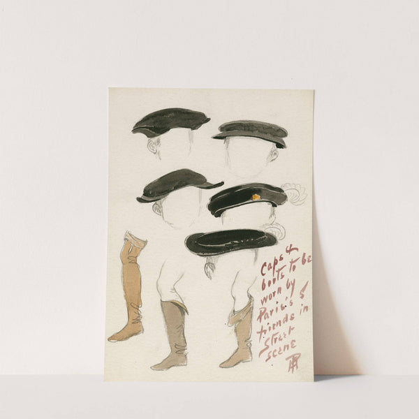 Romeo and Juliet; Costume designs, caps and boots worn by Paris’s friends by Percy Anderson