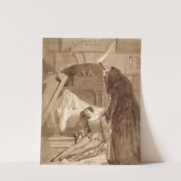 Romeo and Juliet, V, 3, the friar’s visit to the tomb of the Capulets by Alfred Edward Chalon