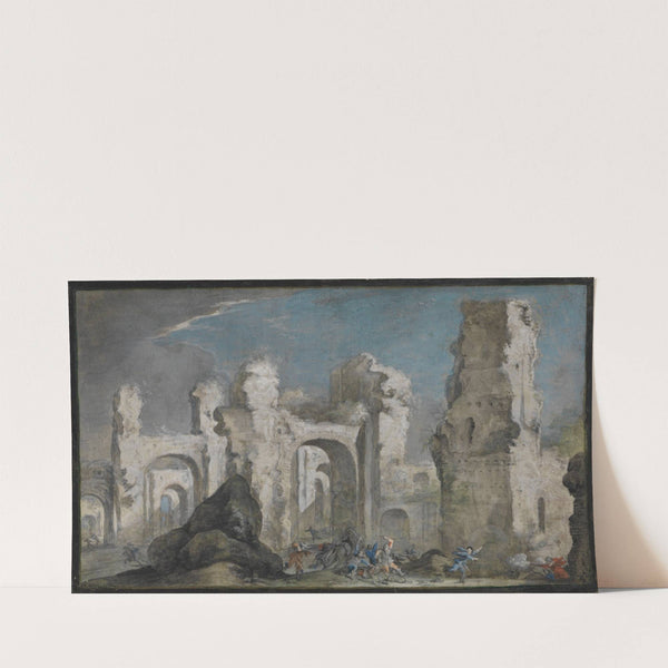 Römische Ruinen mit Überfall by Johann Wilhelm Baur