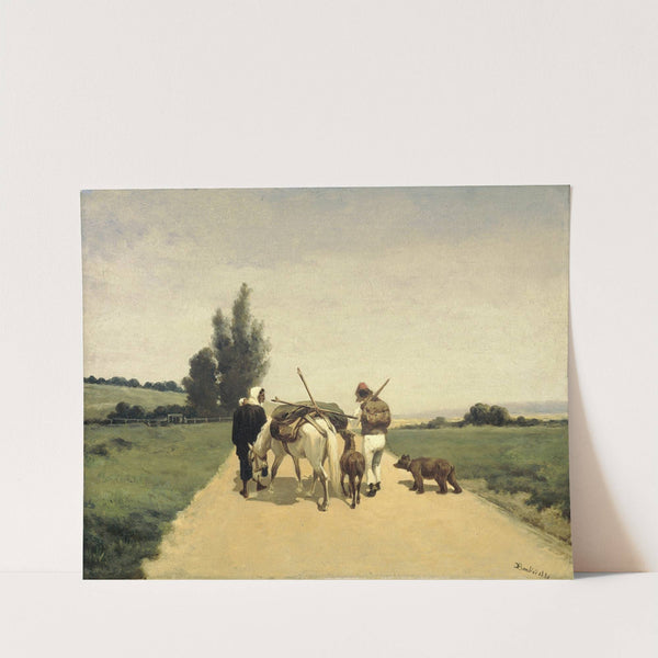 Rondtrekkende familie op een landweg by Karel Frederik Bombled
