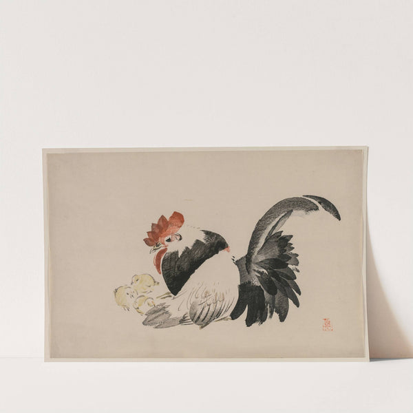 Rooster, Hen, and Chicks by Shibata Zeshin