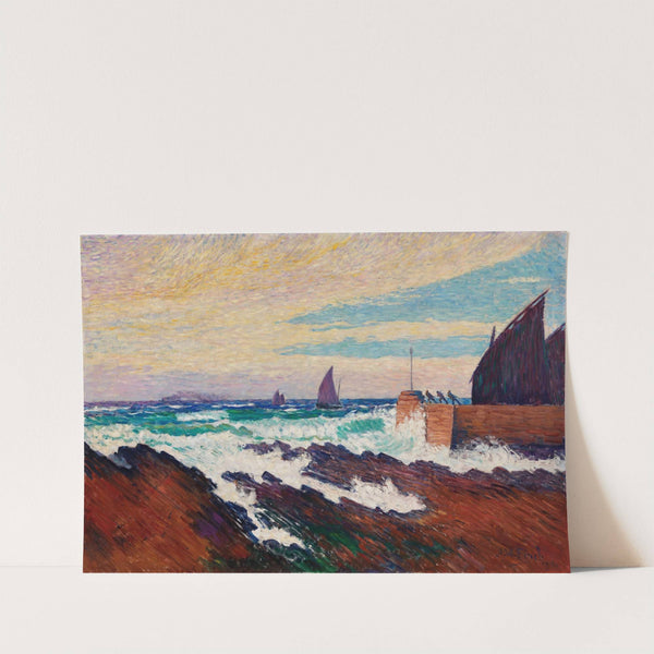 Rosehearty pier (Roseheartyn aallonmurtaja) (1910) by Alfred William Finch
