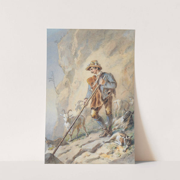 Rosenblatt, huntsman in ordinary of Archduke John of Austria as goatherd in the mountains by Carl Goebel the younger