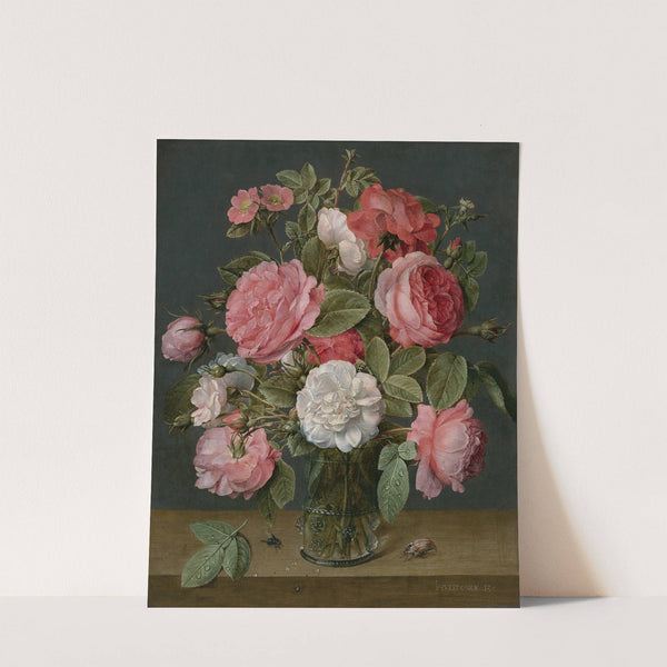 Roses in a Glass Vase by Jacob van Hulsdonck