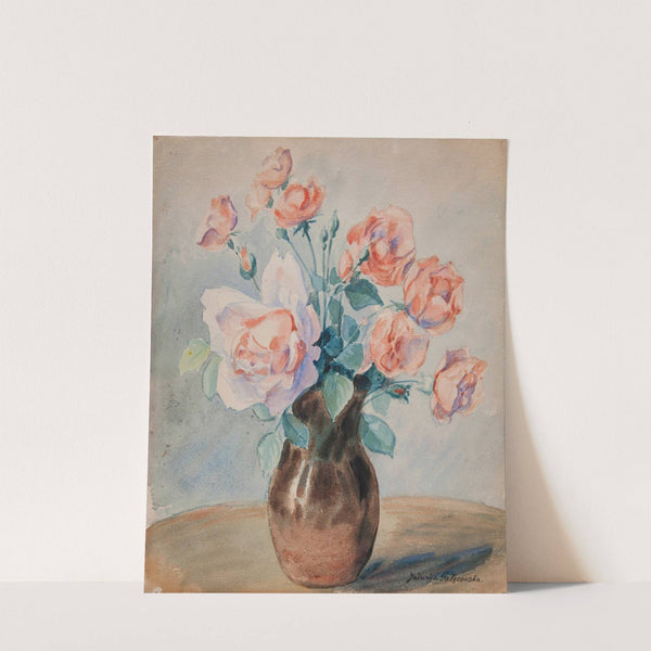 Roses in a vase by Jadwiga Gałęzowska