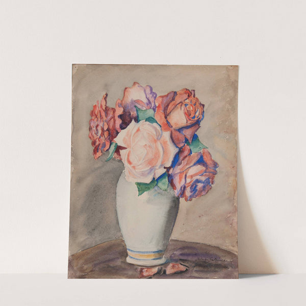 Roses in a white vase by Jadwiga Gałęzowska