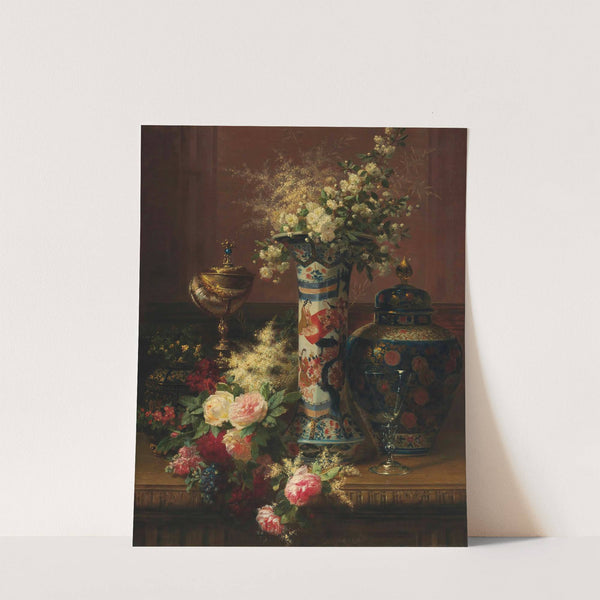 Roses, Peonies and Forget-me-nots in a Japanese Vase (1870) by Jean-Baptiste Robie