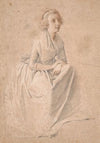Rosine Juel, født Dørschel; studie til dobbeltportræt af Juel og hans kone ved staffeliet (1791)