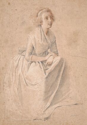 Rosine Juel, født Dørschel; studie til dobbeltportræt af Juel og hans kone ved staffeliet (1791)