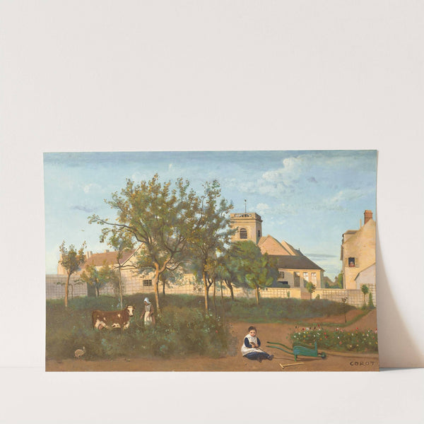 Rosny (Seine-et-Oise), l'église du village, vue prise du verger de Mme Osmond by Jean-Baptiste-Camille Corot