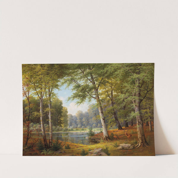 Rotwild am Waldteich by Jacobus Johannes van Poorten