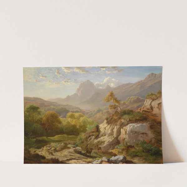 Rotwild in einer weiten Gebirgslandschaft by Albert Zimmermann