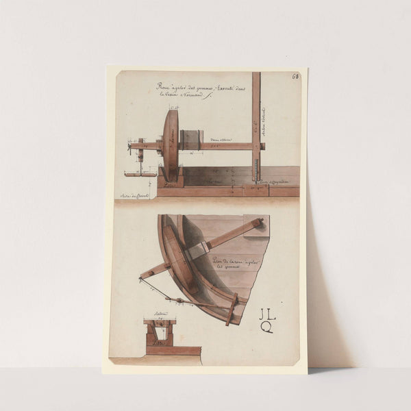 Roue à piler des pommes, exécuté dans le Vexin Normand ; Plan de la roue à piler les pommes by Jean Jacques Lequeu