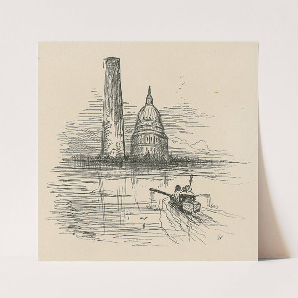 Rowboat heading towards U.S. Capitol Building by Thomas Nast