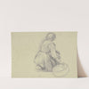 Rückansicht eines knienden Mädchens mit Zuber by Jakob Becker