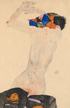 Rückenakt mit buntem Tuch (1911)