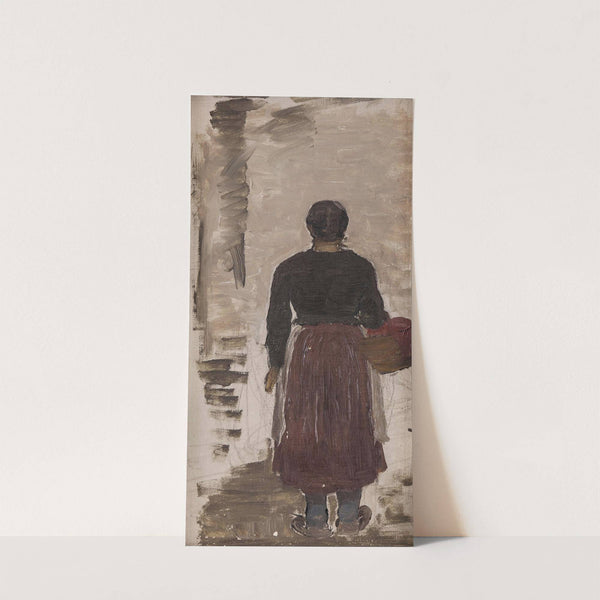 Rückenansicht einer Frau mit Korb by Joseph Wopfner