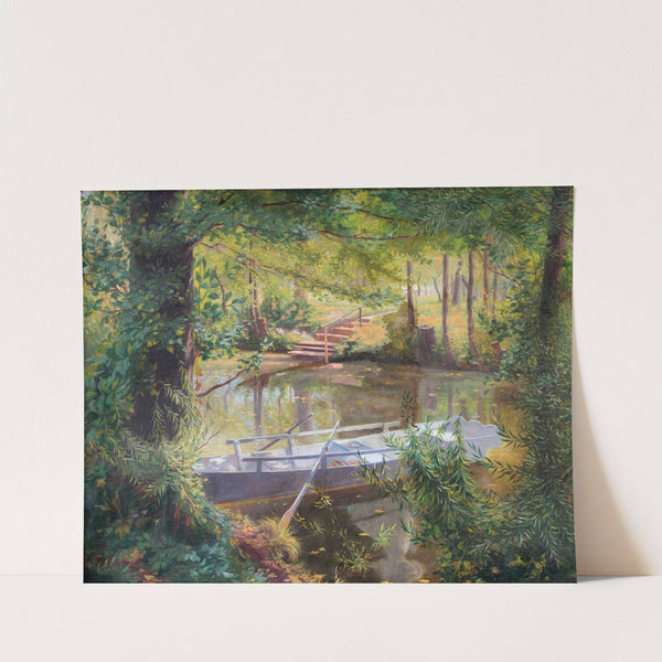 Ruderboot am Flussufer by Louis Uhl