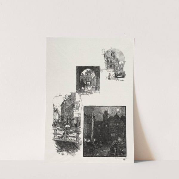 Rue des Charretes; Rue de Halage; Rue Eau de Robec; Place des Arts (1896) by Auguste Louis Lepère