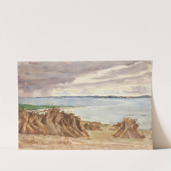 Rug i traver Katterød rev I baggrunden Bjørnø (1901) by Peter Hansen