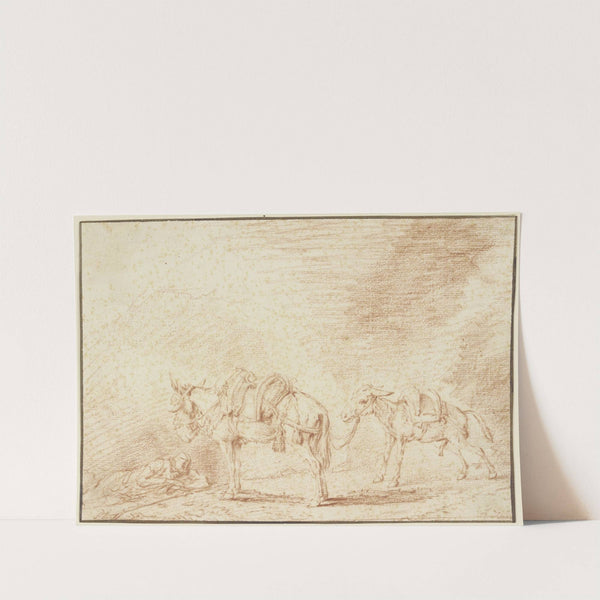 Ruhender Mann bei zwei Eseln by Philips Wouwerman