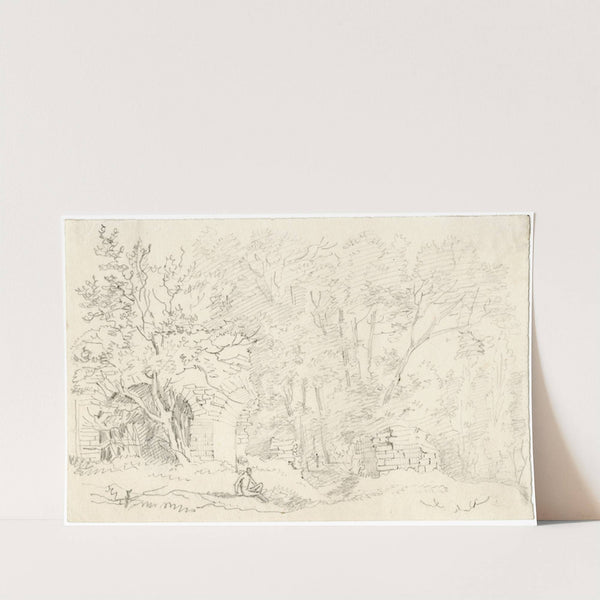 Ruïne temidden van geboomte by David Humbert de Superville