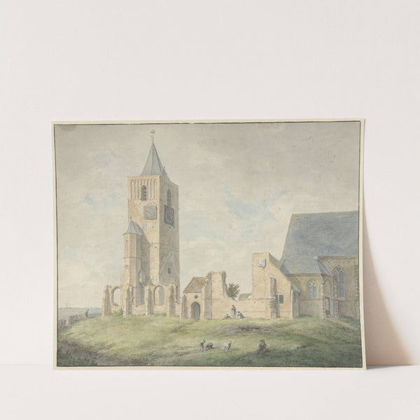 Ruïne van de kerk te Warmond by Franciscus Andreas Milatz