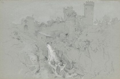 Ruinen von Nepi mit Wasserfalll