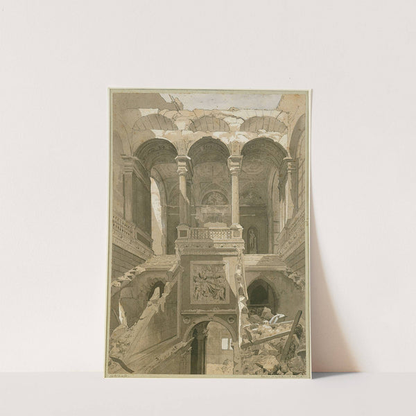 Ruines de l'hôtel de Ville, escalier des appartements du préfet. by Charles-Joseph Beauverie