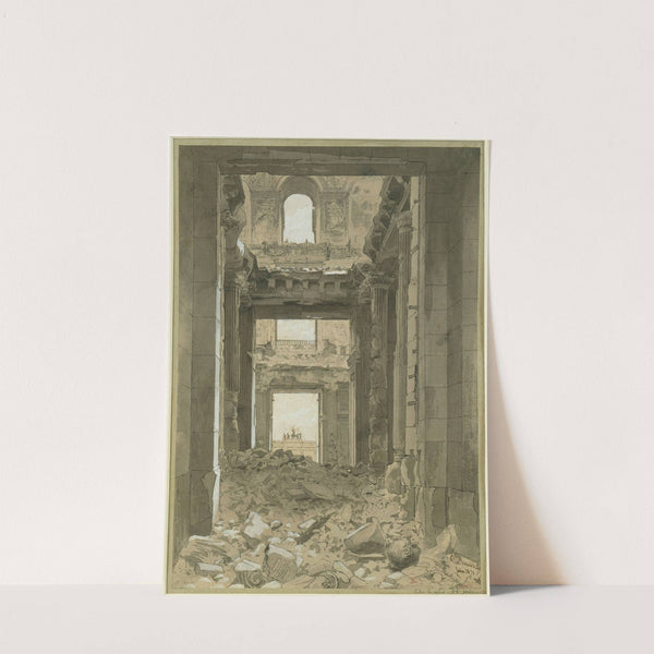 Ruines des Tuileries, entrée du palais du côté du jardin by Charles-Joseph Beauverie