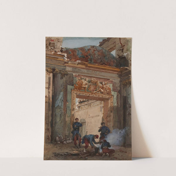 Ruines du salon de Mars au palais de Saint-Cloud en 1871. by Isidore Pils