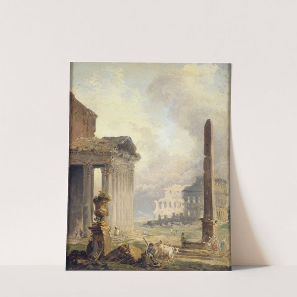 Ruines romaines, le Forum avec le Colisée et l’Obélisque (1765) by Hubert Robert