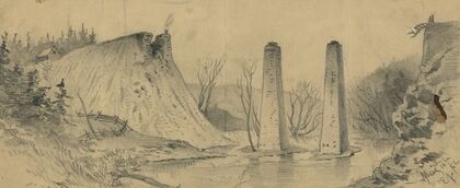 Ruins of the Acquia Creek and Fredericksburg R.R. bridge, over Potomac Creek