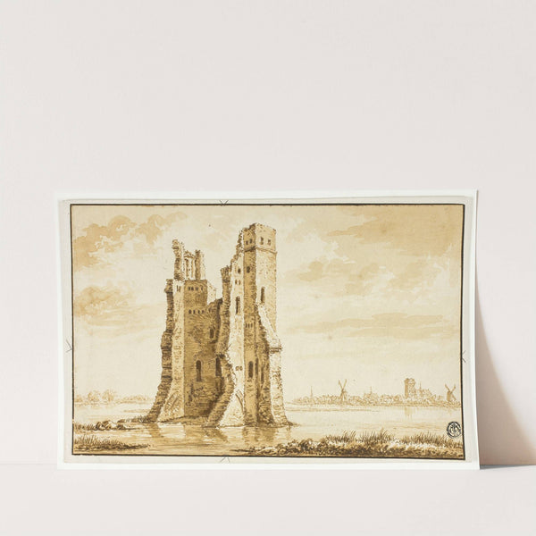 Ruins of the Merwede Manor seen from the Front with Dordrecht in the Background by Abraham Rademaker