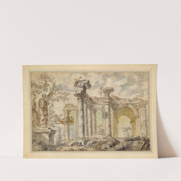 Ruins, with a Statue on the Left by Giovanni Paolo Panini