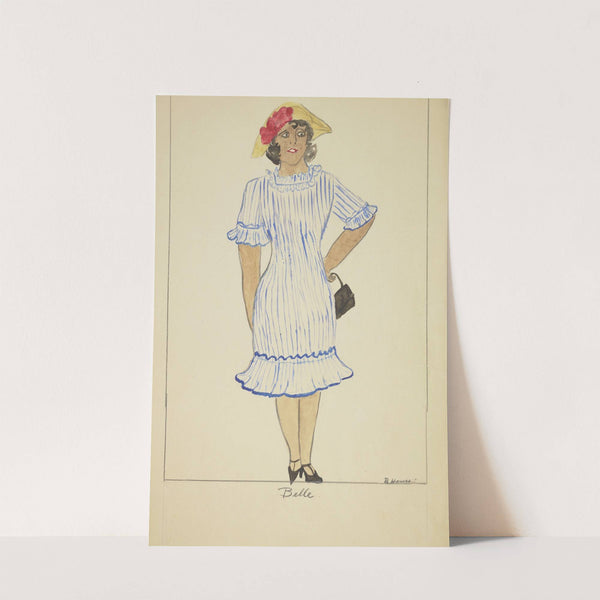 Run Little Chillun: Belle. White dress with blue stripes (1934-1943) by B. House