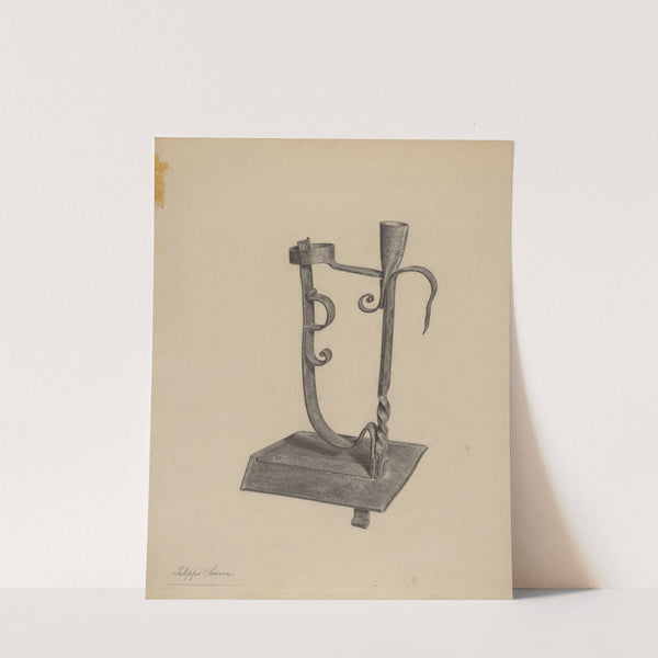 Rush Light and Candle Holder by Filippo Porreca