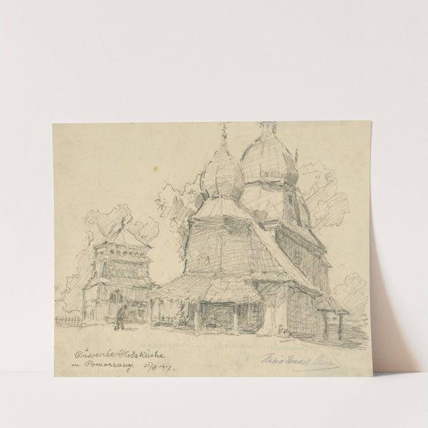 Russian Wooden Church by Elemír Halász-Hradil
