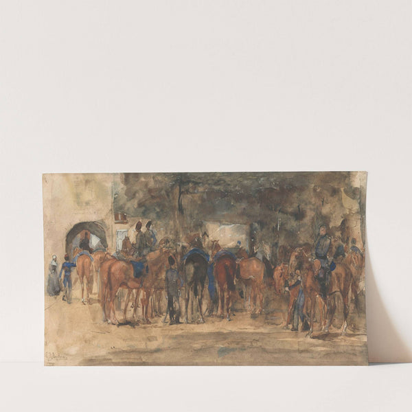 Rustende cavalerie op een plein (1880 - 1919) by George Hendrik Breitner