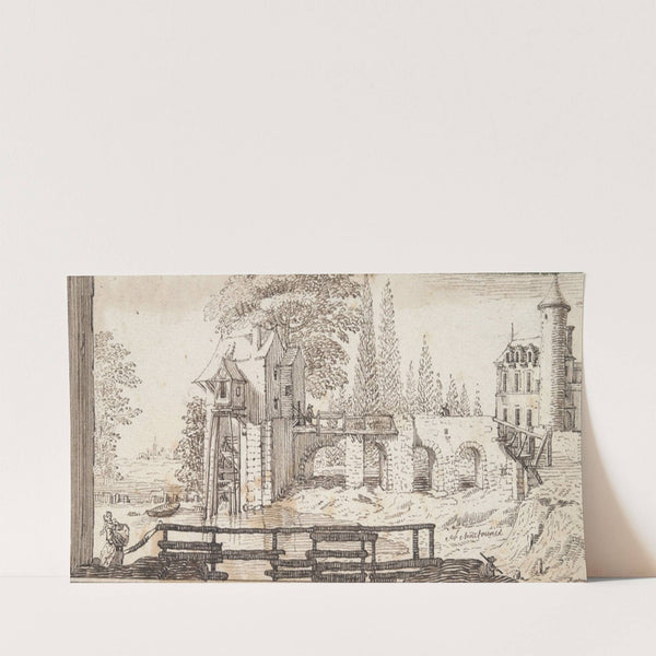 Rustic Scene with Mill and Pond by Jean Chaufourier