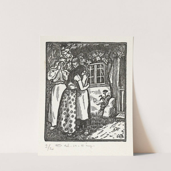 Ruth en Naomi omhelzen elkaar (1896) by Lucien Pissarro