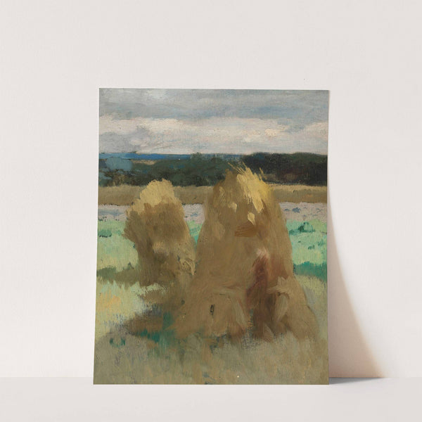 Rye sheaves in the field, study for the triptych 'Bread' by Zdzisław Jasiński